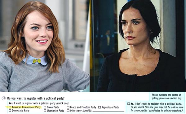 Demi Moore y Emma Stone se apuntan al minoritario Partido Independiente Americano