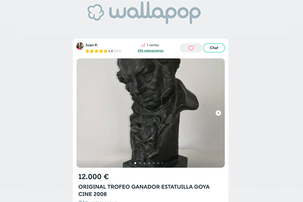 A la venta un premio Goya en Wallapop