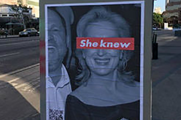 Meryl Streep se convierte en blanco de “artistas callejeros” que aseguran que “ella lo sabía”