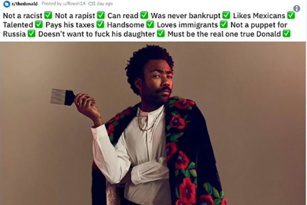 Fans de Donald Glover toman una web dedicada a Donald Trump