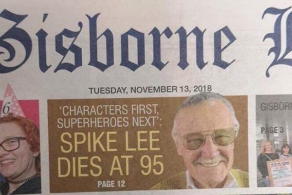 Histórica metedura de pata: anuncian la muerte de Spike Lee en vez de la de Stan Lee