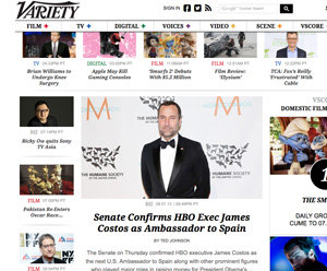 El senado USA confirma a James Costos, vicepresidente de HBO, como nuevo embajador en España