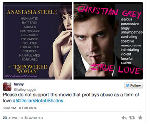 50 sombras de Grey y controversia: una campaña invita a no ver la película y entregar el dinero a centros de acogida de mujeres 50 sombras de Grey y controversia: una campaña invita a no ver la película y entregar el dinero a centros de acogida de mujeres
